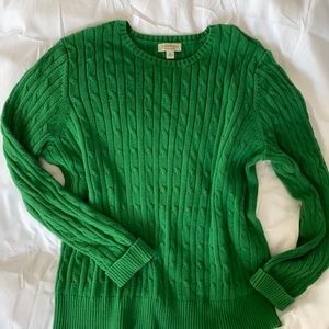 Lightweight Green Cable Knit Sweater